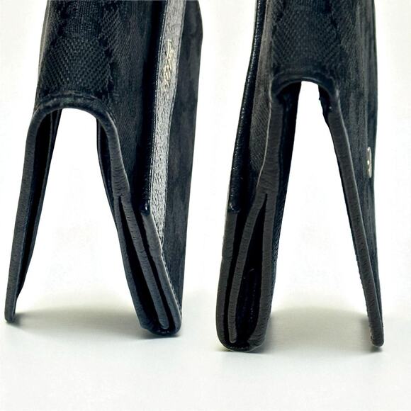 Vintage 90s GUCCI Black Wallet Unisex Double Snap Bifold GG Canvas & Leather COA - Picture 12 of 16